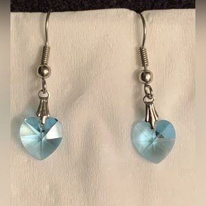 Blue Heart Drop Earrings